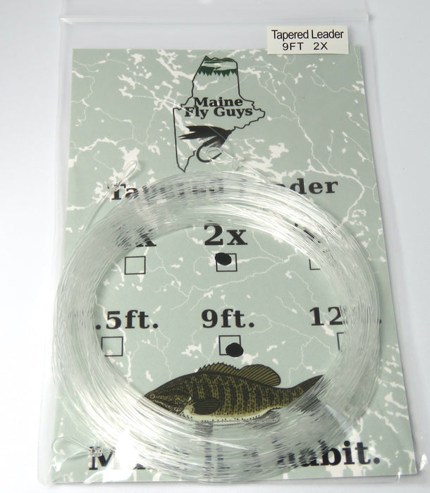 MFG 9' tapered nylon leader - 5 pack