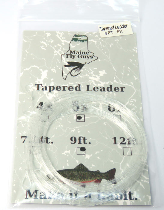 MFG 9' tapered nylon leader - 5 pack