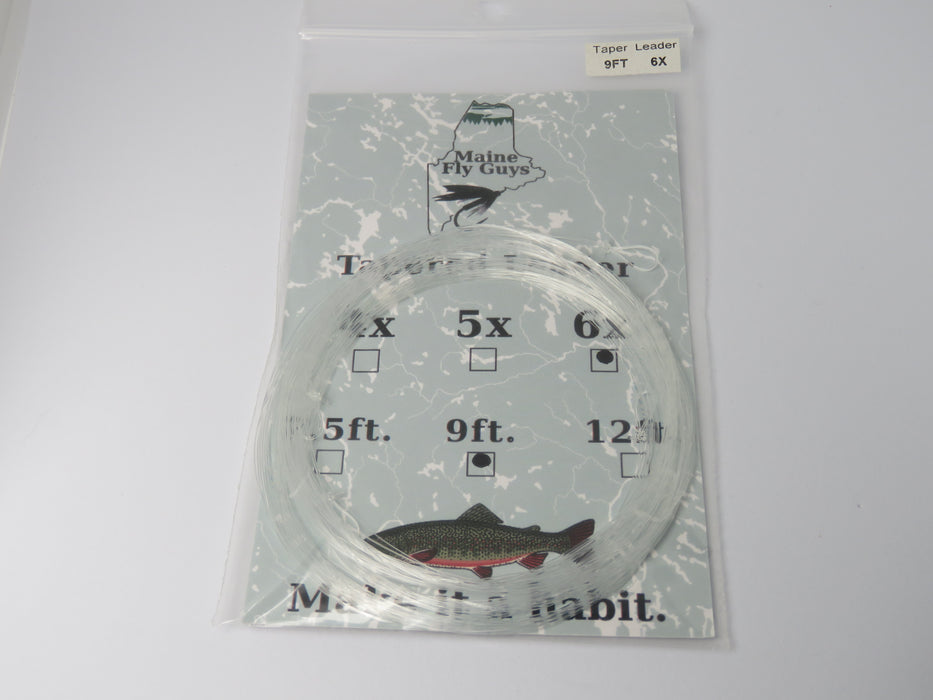 MFG 9' tapered nylon leader - 5 pack